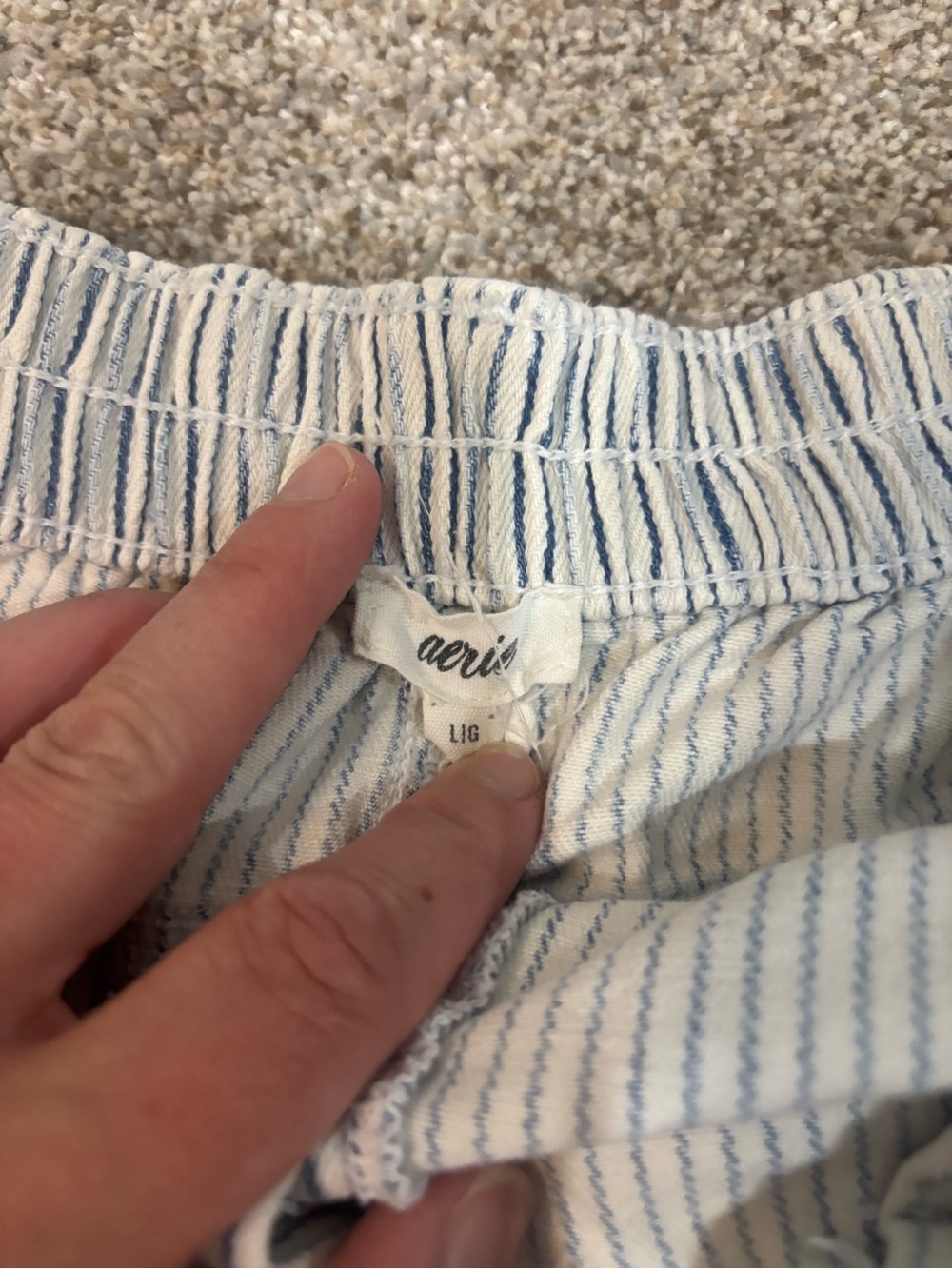 Aerie Blue & White Striped Chambray Casual Shorts Size Large Summer Beachy - Picture 9 of 11